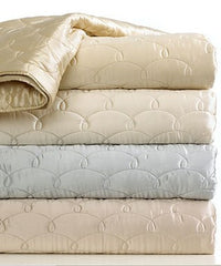 Barbara Barry Bedding, Dream Pearls Silk Gray Blue Mist Quilted Euro European Pillow Sham NEW